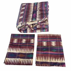 VTG Dan River Southwestern Aztec Reversible 3-Piece Comforter Set Full Size USA